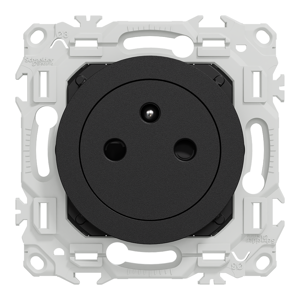 Odace prise 2P+T affleurante noir